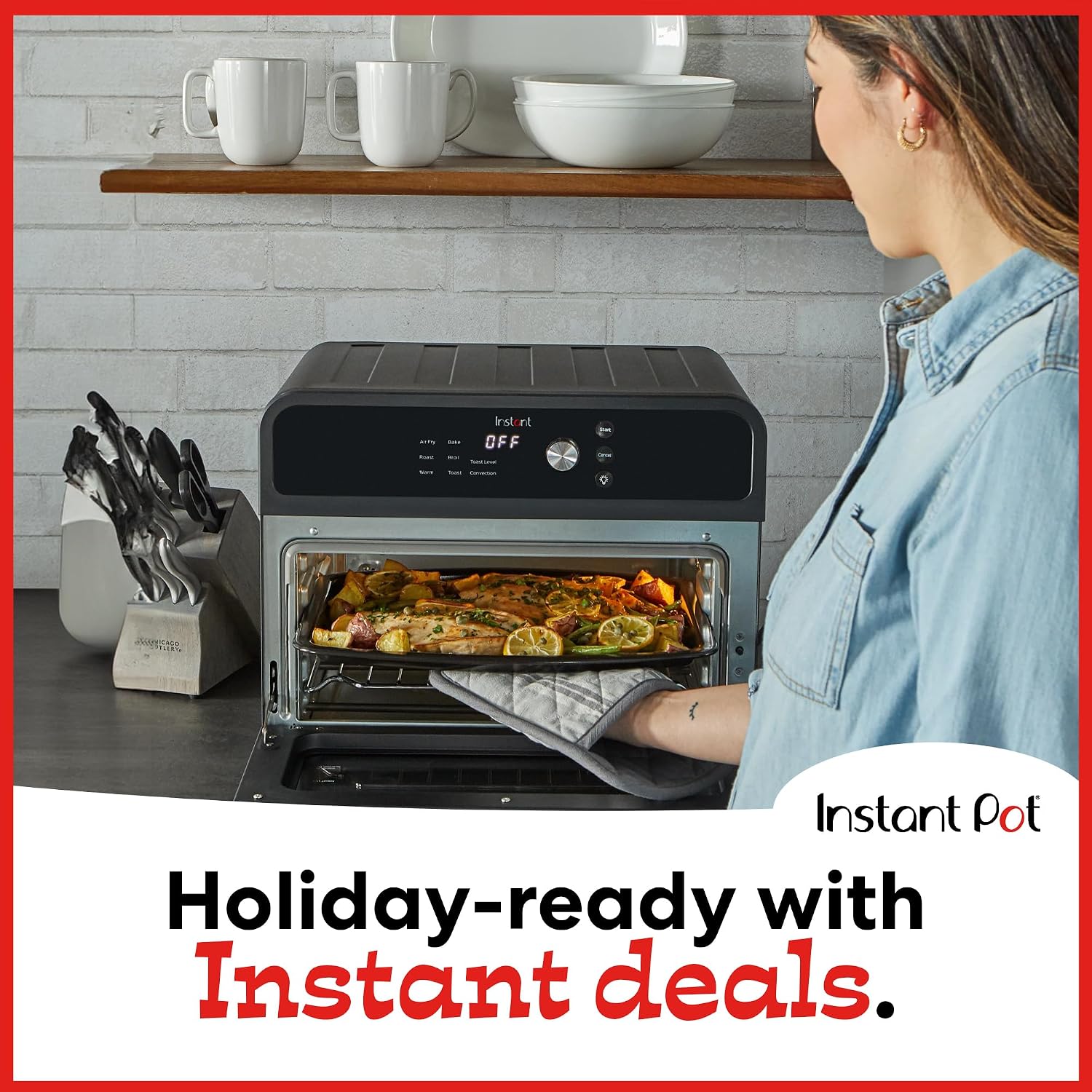 Instant Pot Omni 19QT/18L Toaster Oven Air Fryer, 7-in-1 Functions, Fits 12' Pizza, Crisps, Broils, Bakes, Roasts, Toasts, Warms, Convection, 100+ In-App Recipes, from the Makers of Instant Pot, Black