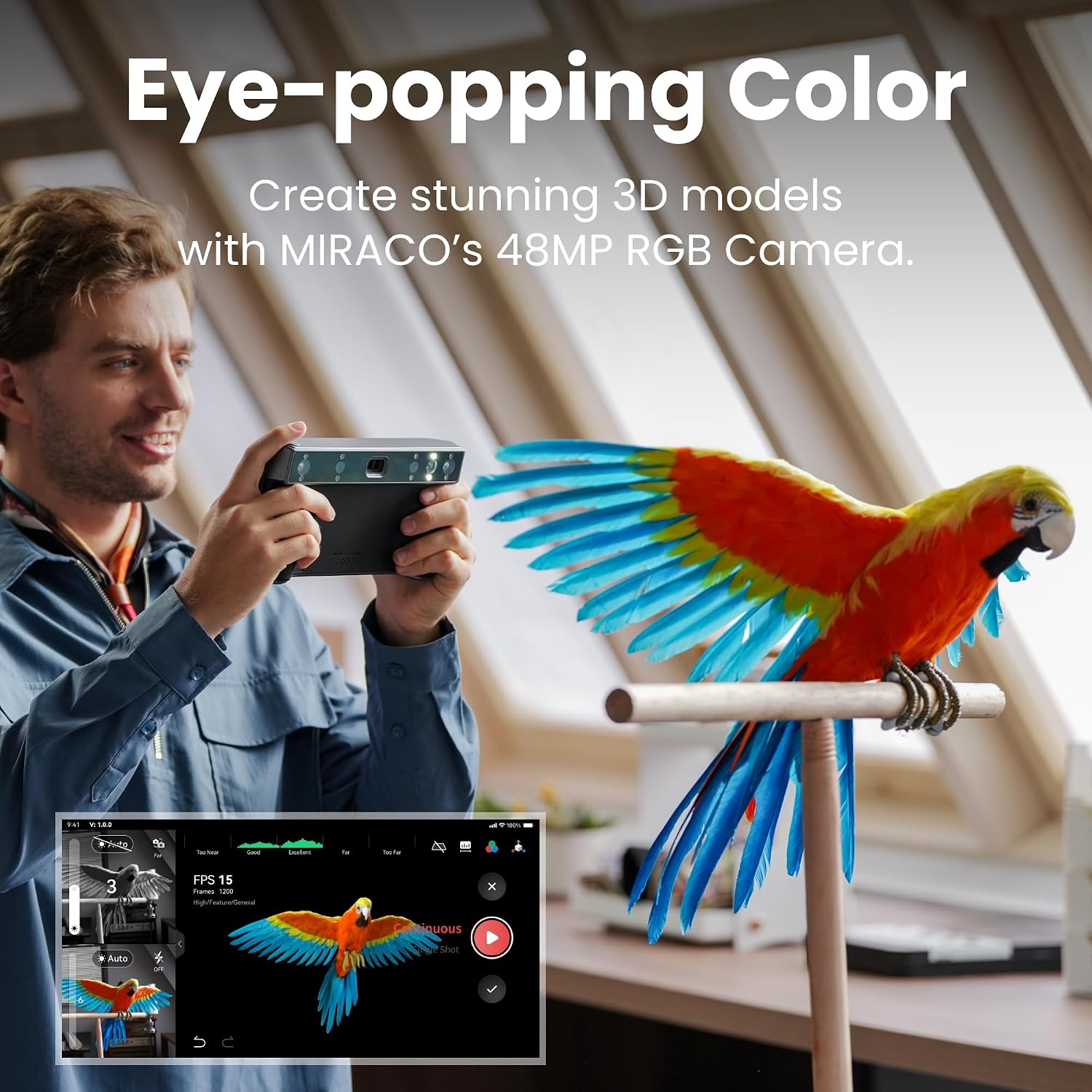 Revopoint MIRACO 3D Scanner for 3D Printing Handheld, Wireless All-in-one 3D Printer Scanner, Up to 0.02 mm Precision, Full Color Scan for Small to Large Objects, 16GB RAM