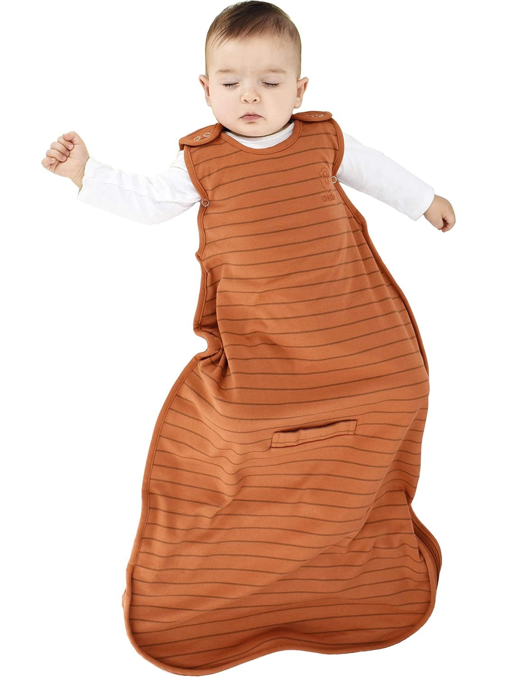 Woolino 4 Season Ultimate Baby Sleeping Bag - Merino Wool and Organic Cotton - Universal Size Adjustable Sleep Sack for Baby - Two-Way Zipper Sleeping Bag (2-24 Months) - Rust