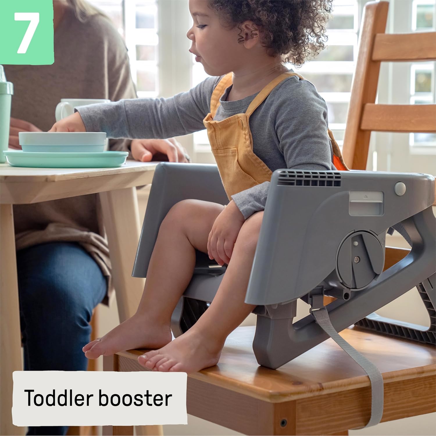 Ingenuity Proper Positioner Deluxe High Chair - 7-in-1 Convertible Baby Seat, Faux Wood Print Legs, Unisex, for Ages 0-36 Months