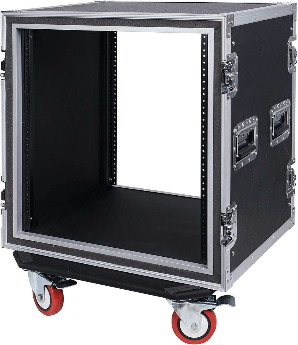 Sound Town Shock Mount 12U ATA Rack Case with 21' Rackable Depth and Casters, 12-Space Size - Pro Tour Grade (STRC-SP12UW)