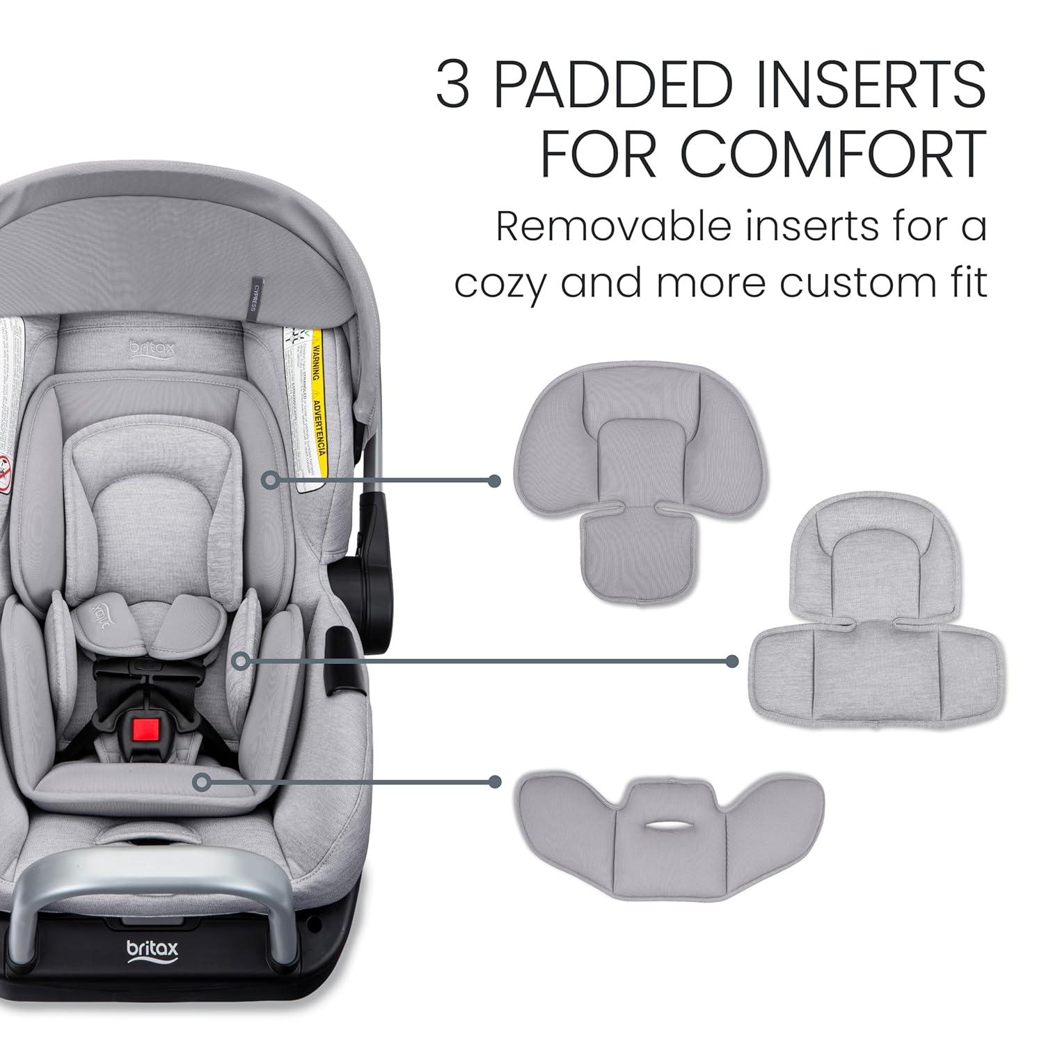 Britax Cypress Infant Car Seat, Rear Facing Car Seat with Alpine Base, ClickTight, Premium Fabrics, Ponte Glacier