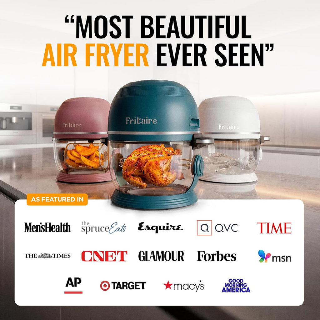 Non Toxic Air Fryer™ Pro | 9-in-1 Glass Air Fryer | Self-Cleaning | 5 Quart | Rotisserie and Tumbler | 400F Vortex For Even Cooking, BPA-Free Teflon Free, Recrisp, Roast, Bake, Cherry