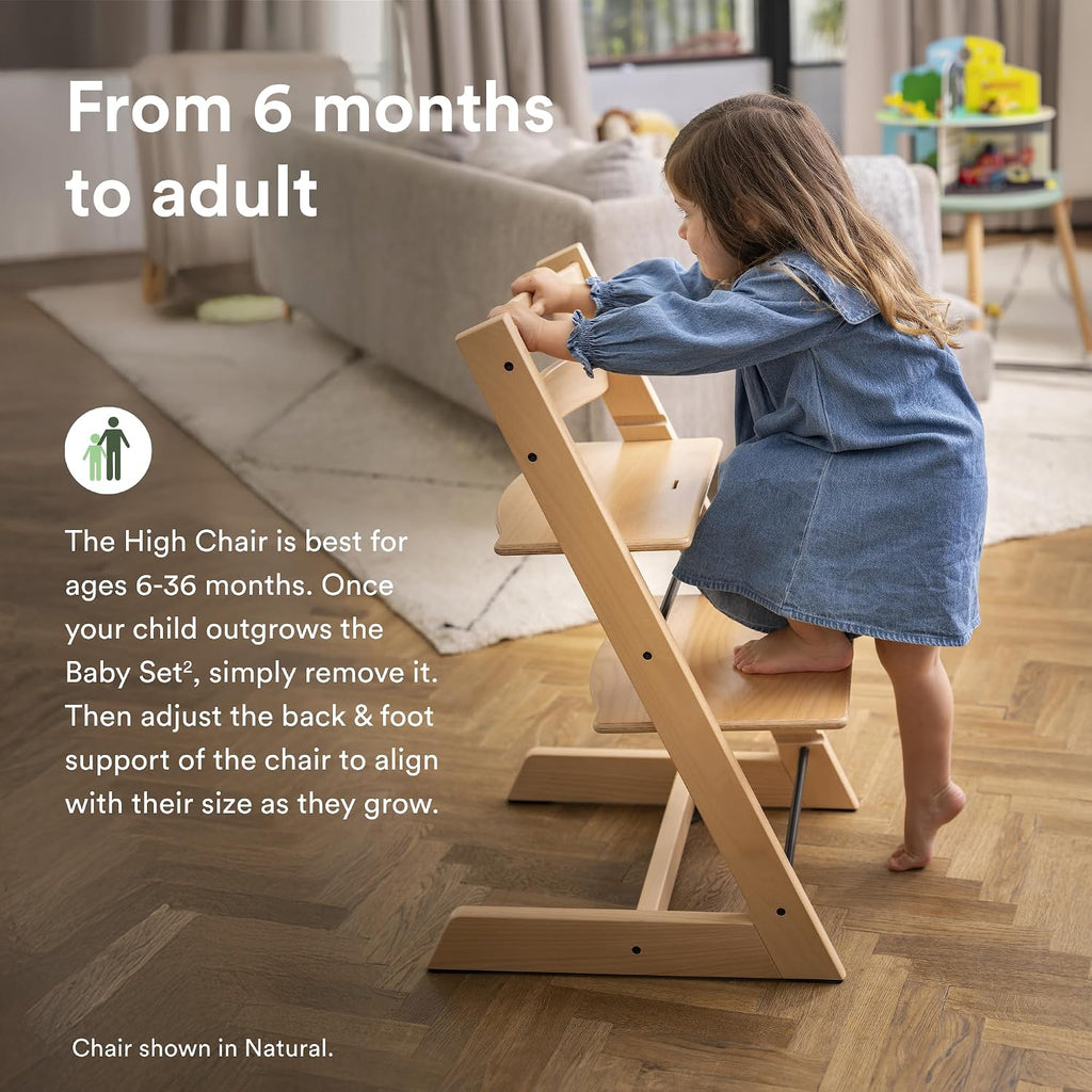 Stokke Tripp Trapp High Chair 2 (Terracotta), Cushion 2 (Terracotta) + Stokke Tray (White) - Includes Chair + Baby Set 2 with Removable Harness for Children 6-36 Months