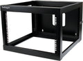 StarTech.com 4-Post 6U Hinged Wall-Mount Network Rack, 19' Open Frame Server Rack with 19.8in Mounting Depth, Wall Mount Swing Out Data Rack for IT / AV / Computer Equipment, TAA (RK619WALLOH)