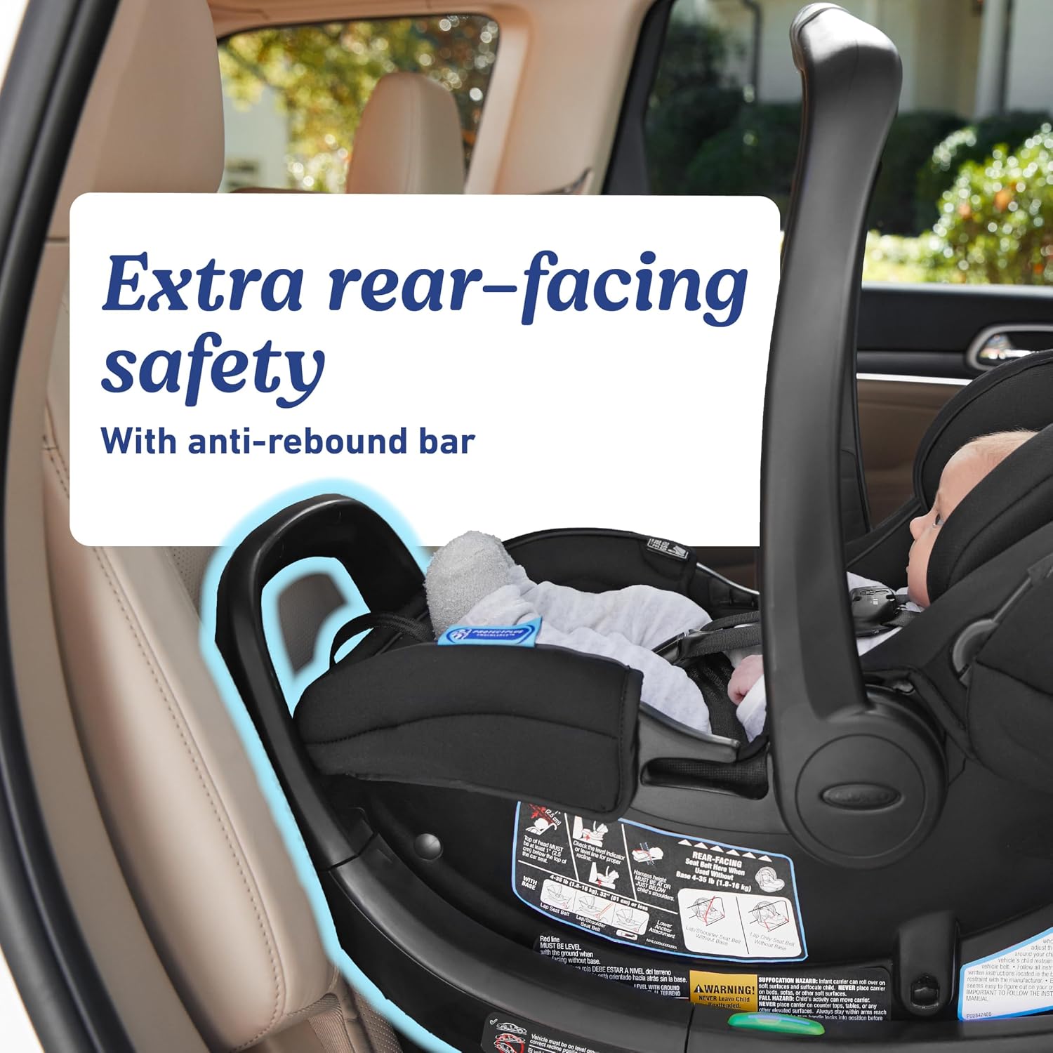Graco® SnugRide SnugFit DLX Infant Car Seat, Baby Car Seat with Anti Rebound Bar for Extra Safety, SnugLock Easy Install Carseat, Baby Registry Must Have, Gift for New Parents, Maison