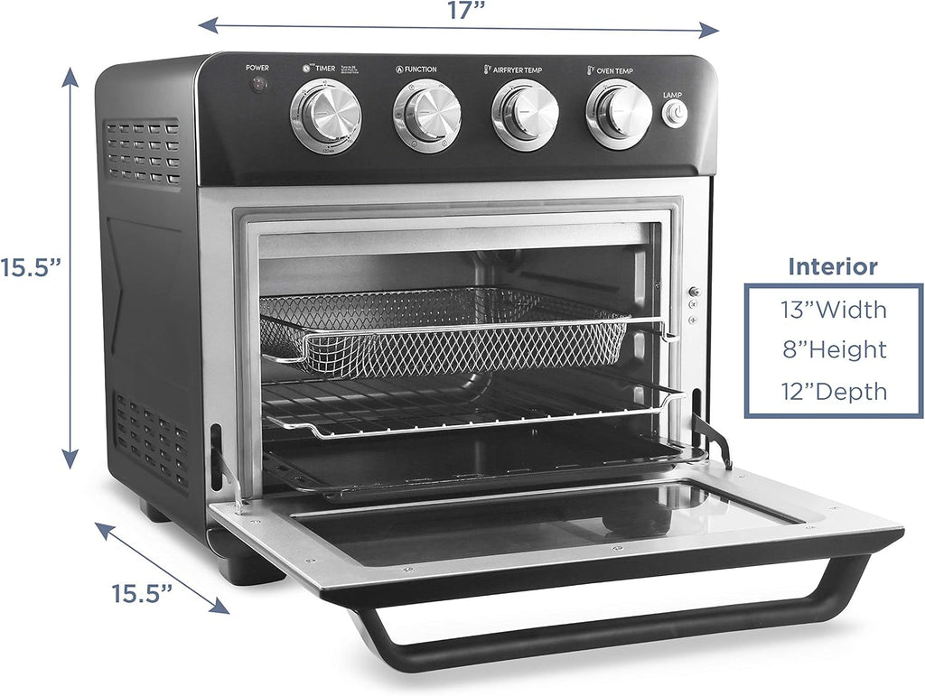 Elite Gourmet EAF9100 Maxi-Matic Electric Fryer Oven, Oil-Less Convection Oven Extra large 25L Capacity, Grill, Bake, Roast, Air Fryer, 1640-Watts, Black, 16.88