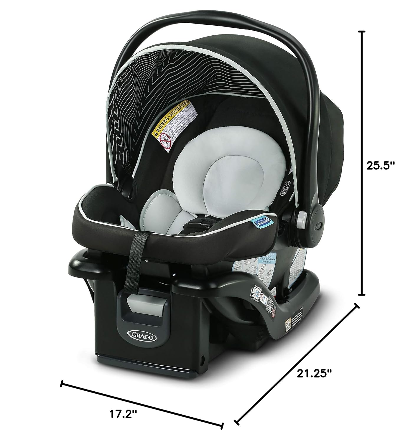 Graco® SnugRide Lite LX Infant Car Seat, Lightweight Rear-Facing Seat for Babies 4–30 lb, 4-Position Adjustable Base, LATCH Installation & ProtectPlus Engineered, Studio