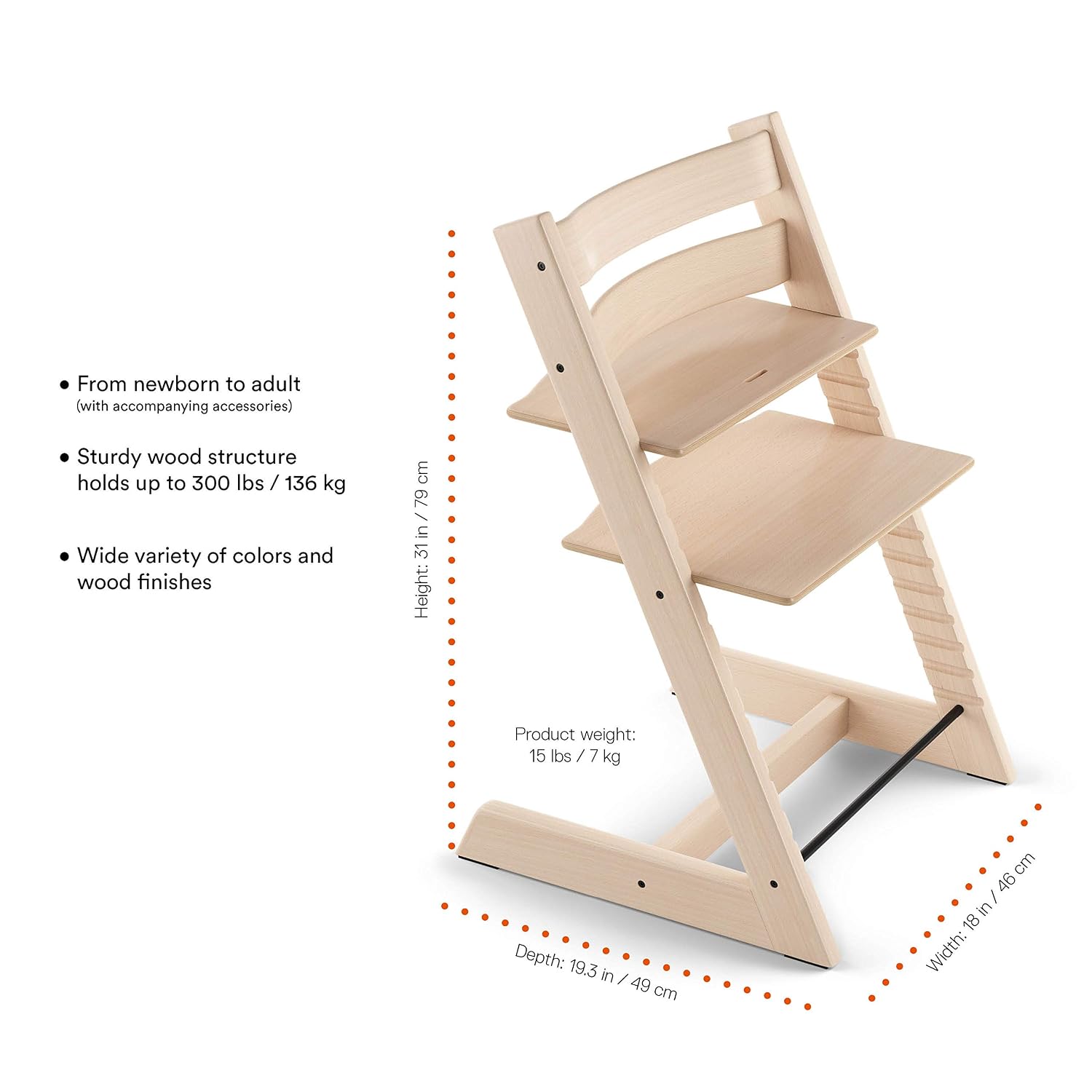 Tripp Trapp by Stokke Adjustable Wooden Natural Baby High Chair (Chair Only)