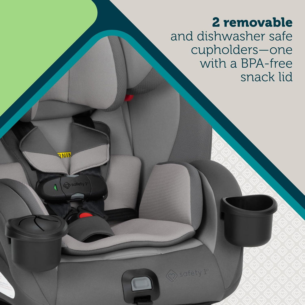 Safety 1st EverSlim 4-in-1 Convertible Car Seat, SecureTech Chest Clip, Ultra-Slim, 4-Mode Infant to Booster, Baby Car Seat, Fits 5-100 lbs, Memory Foam, Fiddlehead