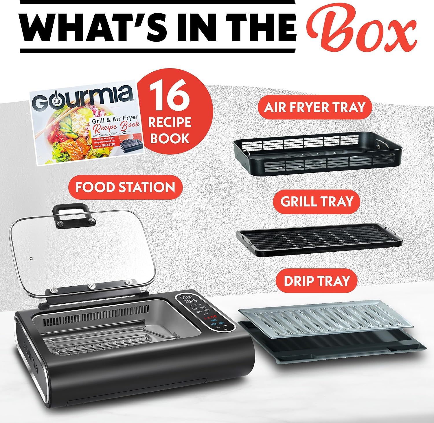 Gourmia Smokeless Indoor Grill & Air Fryer raclette grill with Smoke Extracting Technology for indoor grill Extra-Large Nonstick Cooking electric grill indoor Korean BBQ Style 6 Quart FoodStation™