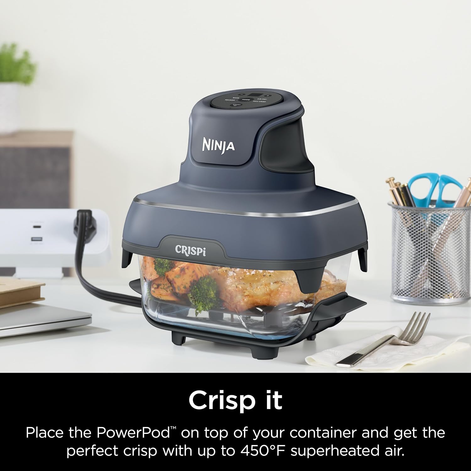 Ninja Air Fryer, 4QT Crispi System + 3 Containers with Storage Lids, Air Fryer, Microwave, Freezer & Dishwasher Safe, Non Toxic Portable Cooking System, Compatible with Ninja FN100 Crispi Series
