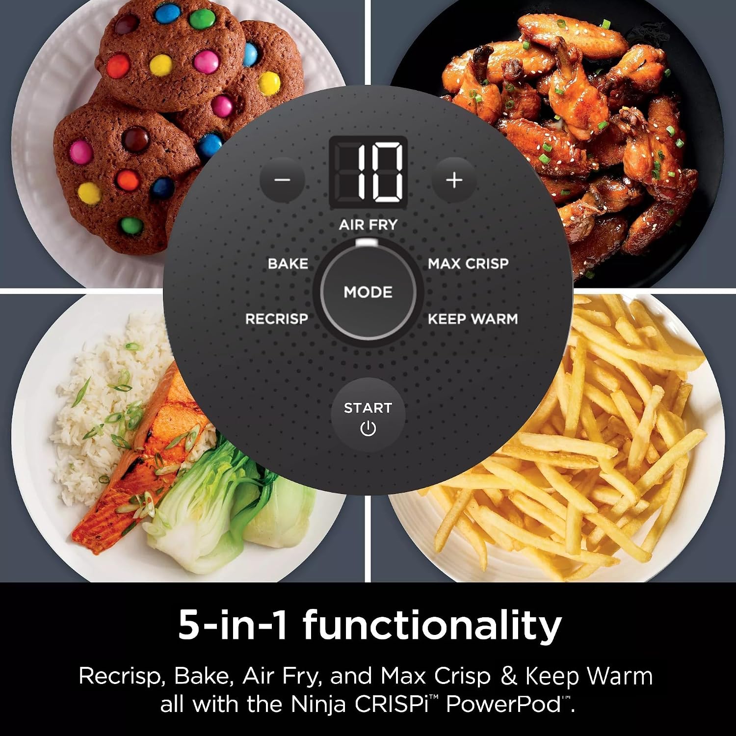Ninja Crispi 5-in-1 Portable Glass Air Fryer Cooking System, 1500W, 6-Cup, 4-Quart & 2.5-Quart TempWare Containers With Lids, Microwave, Freezer & Dishwasher Safe, Blue, FN103CO