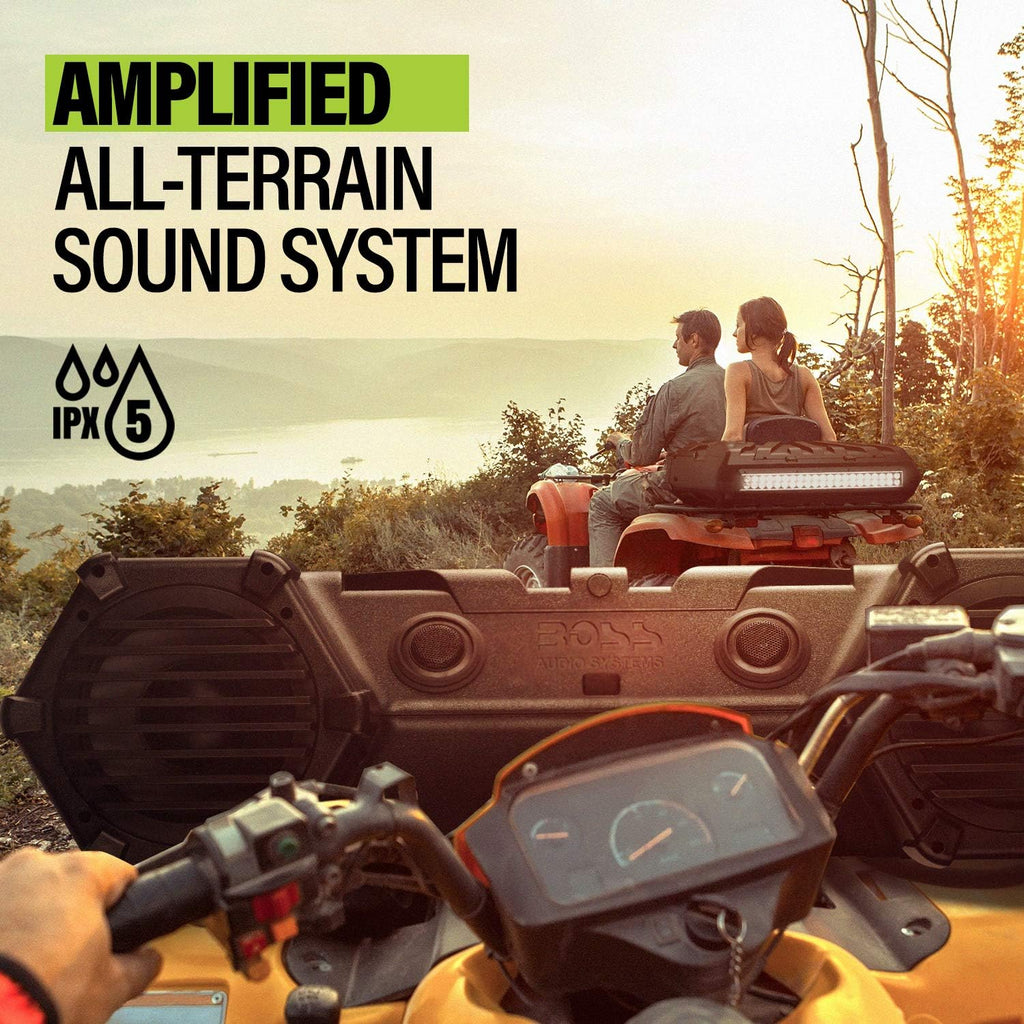 BOSS Audio Systems ATVB95LED ATV UTV Sound System - 8 Inch Full Range Stereo Speakers, 1.5 Inch Tweeters, IPX5 Weatherproof, Built-in Amplifier, Bluetooth Remote, Light Bar, Storage Compartment