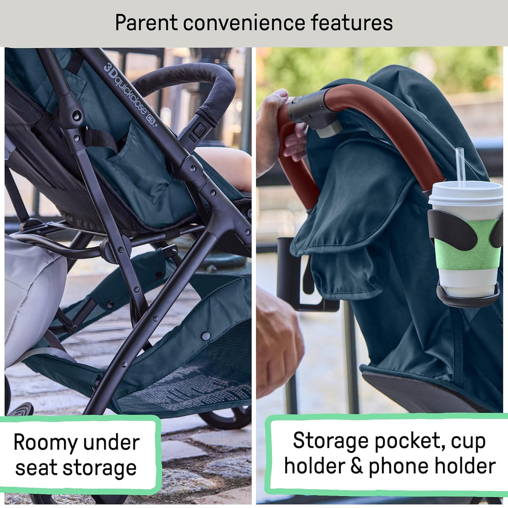 Ingenuity Ingenuity 3Dquickclose CS+ Compact Fold Stroller – Lightweight Stroller with Oversized Canopy, Extra-Large Storage and Compact Fold, Deep Ocean