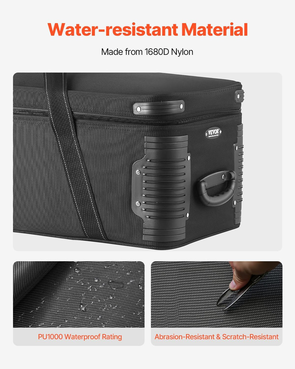 VEVOR Studio Equipment Trolley Case, 51.57 x 14.37 x 14.96 in / 131 x 36.5 x 38 cm, Rolling Camera Bag, Carrying Bag with Wheels Straps Padded Compartment Handle, for Light Stands, Tripods, Telescopes