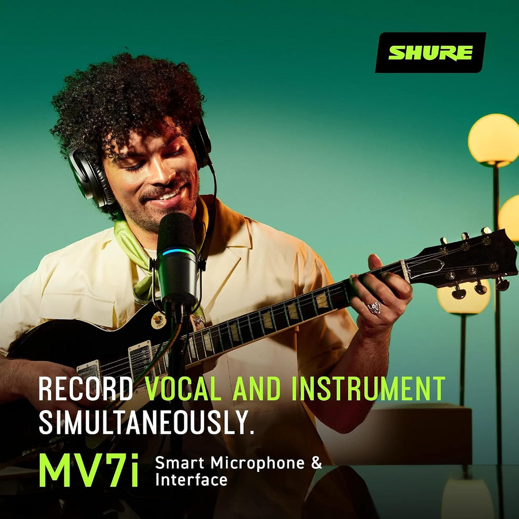 Shure MV7i Smart Microphone – USB-C & XLR Mic for Podcasting, Music & Streaming with Built-in Audio Interface, Auto Level Mode, Advanced DSP, All-Metal Design, Black