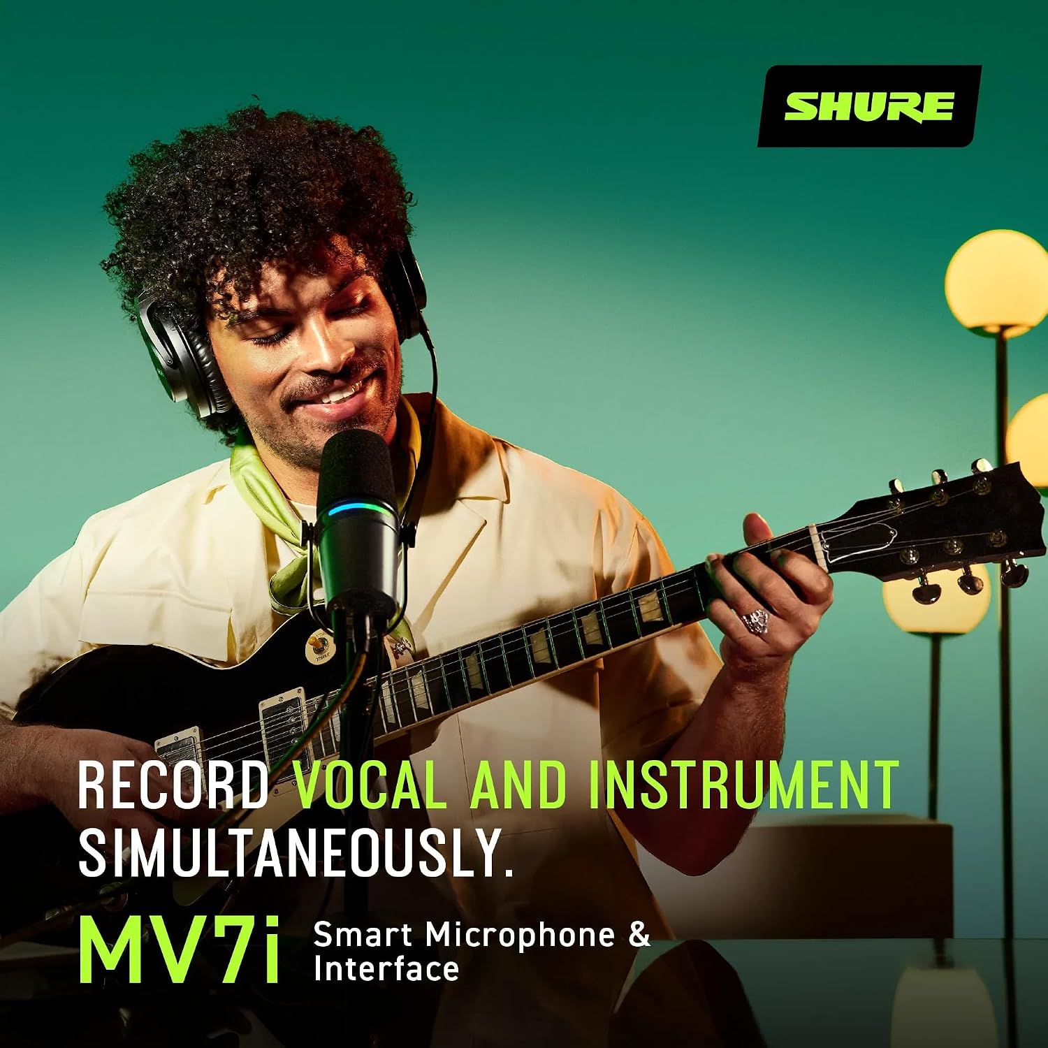Shure MV7i Smart Microphone – USB-C & XLR Mic for Podcasting, Music & Streaming with Built-in Audio Interface, Auto Level Mode, Advanced DSP, All-Metal Design, Black