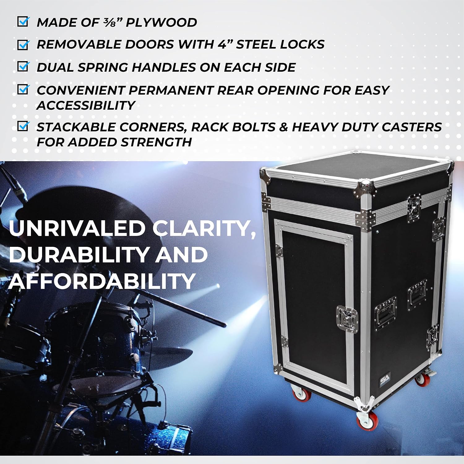 Seismic Audio Speakers 12 Space Rack Case with Slant Mixer Top and Casters, PA/DJ Pro Audio Road Case