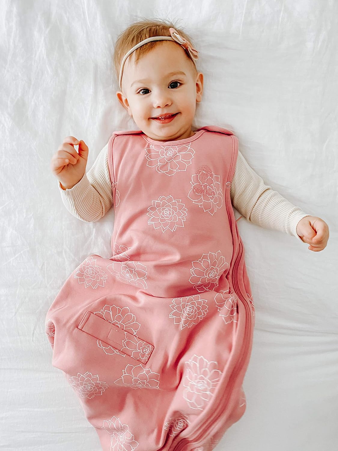 Woolino 4 Season Ultimate Baby Sleep Sack, Merino Wool Baby Sleeping Bag, Organic Cotton Outer, Adjustable 2-24 Months Size Fits Infants & Toddlers - Succulent