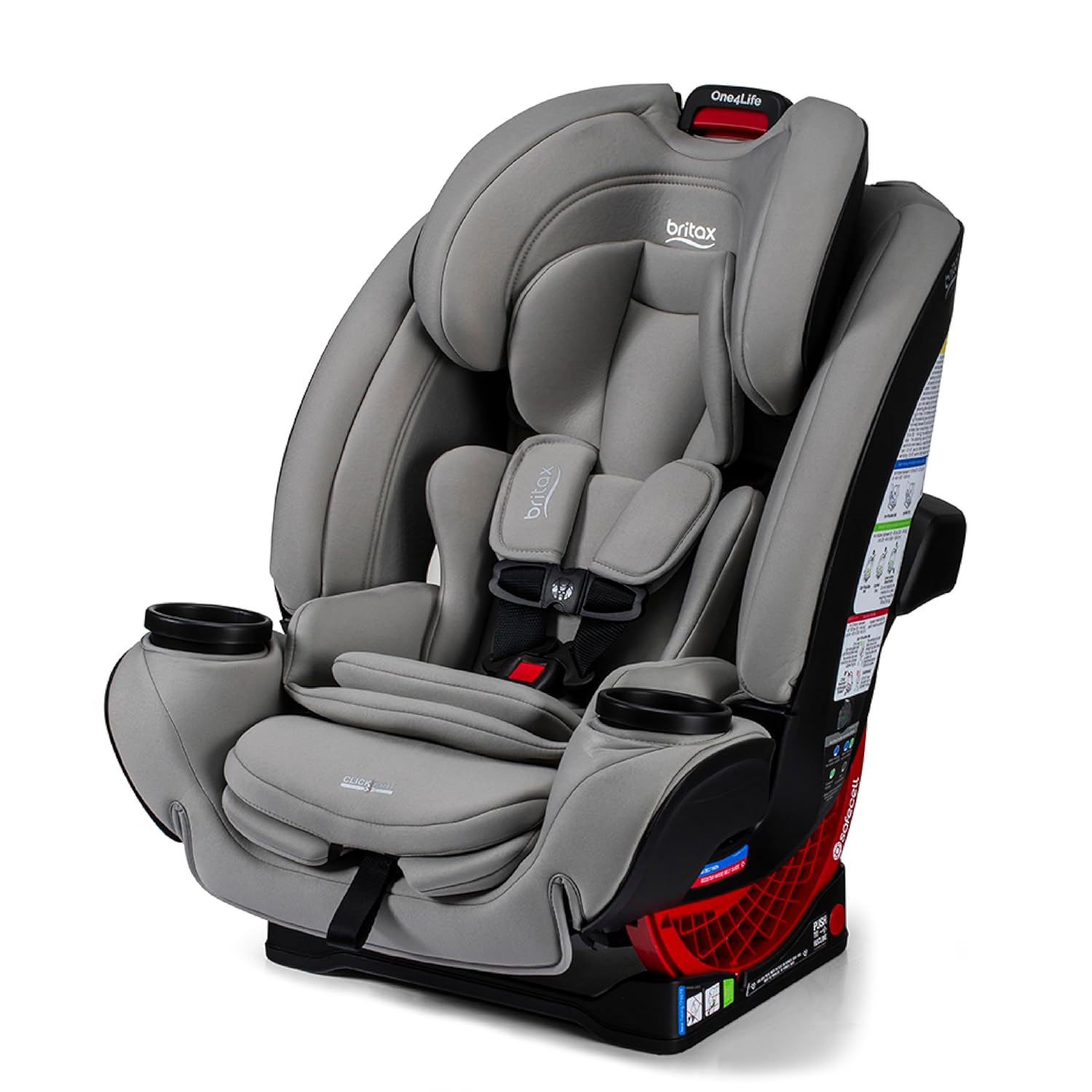 Britax One4Life All-in-One Car Seat, Up to 10 Years of Use, Rear Facing, Forward Facing, & Booster Modes, Extended Rear-Facing, ClickTight Installation & Breathable SafeWash Fabrics — Mineral Gray