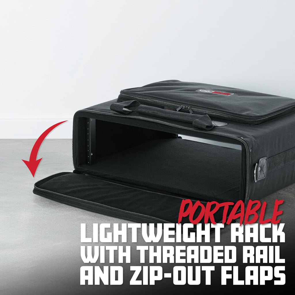 Gator Cases Rack Bag Series Portable 3U Rack Bag with 14' Rackable Depth, (GRB-3U)