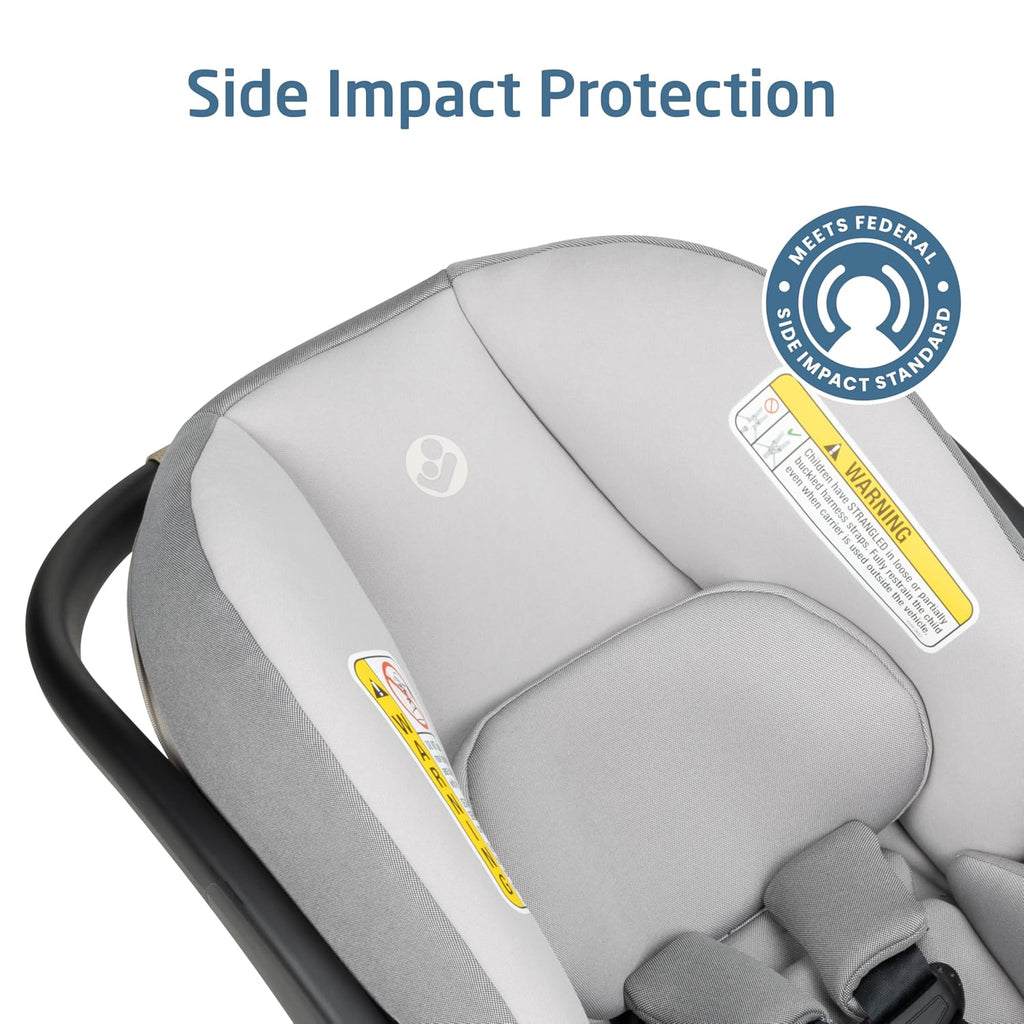 Maxi-Cosi Mico Pro Baby Infant Car Seat, Ventilated Chair Design, Soft Headrest Pad, Easy-Install Latch, Adjustable Belt Guide, 3-Position Base, Stroller-Ready, Fits 4-30 lbs, up to 32 in, SeaDrift