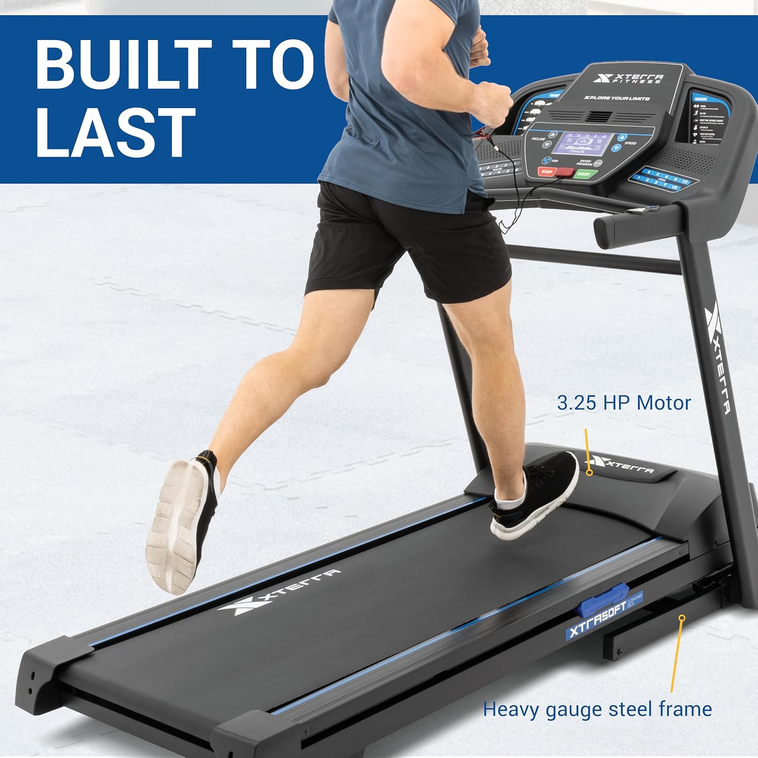 Xterra Fitness Sport Series Premium Folding Smart Treadmill, Handlebar Speed and Incline Controls, Large XTRASoft Cushioned Running Deck, Built-in FTMS-Enabled Bluetooth with XF Connect Fitness App