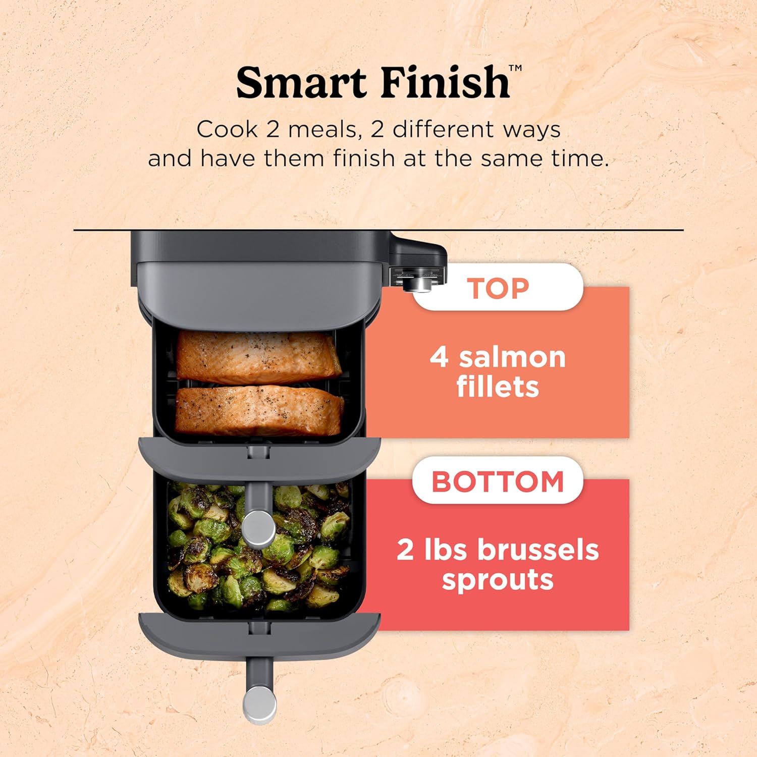 Ninja DoubleStack XL 2-Basket Air Fryer, Smart Cook System, DoubleStack Technology Cooks 4 Foods at Once, 10 QT, 6-in-1, Air Fry, Broil, Bake, Easy Meals, Easy Clean,Grey, SL401 (Renewed)
