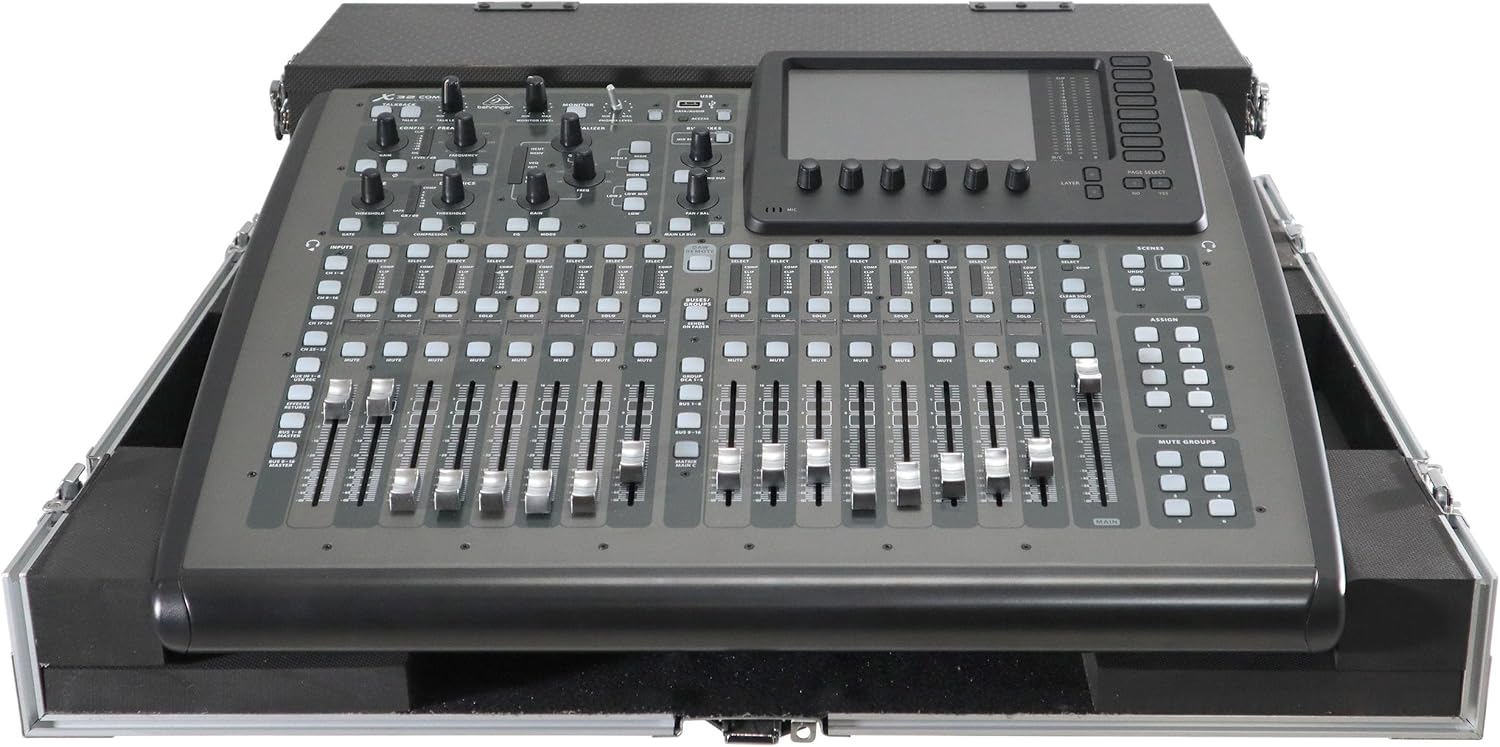 ProX XS-BX32CDHW ATA Digital Audio Mixer Flight Case for Behringer X32 Compact Console with Doghouse compartment and Caster wheels