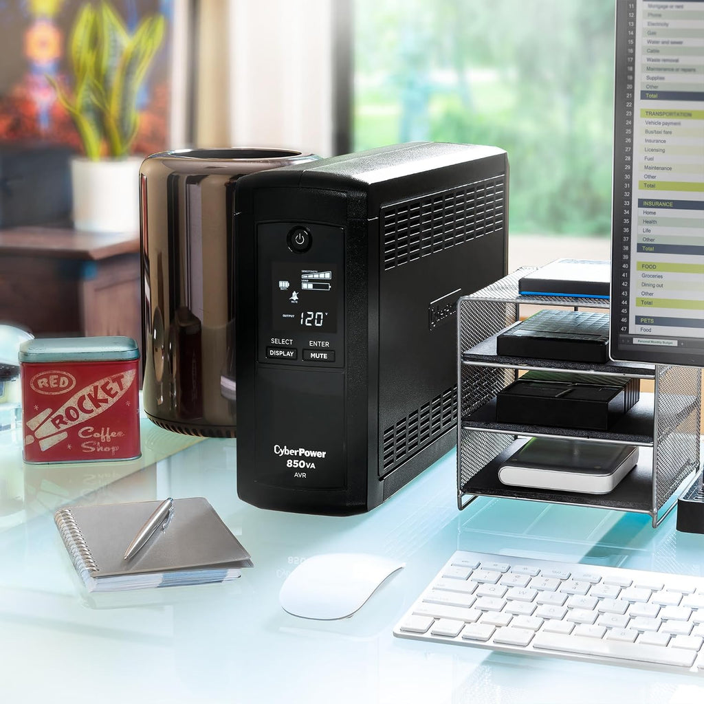 CyberPower CP850AVRLCD Intelligent LCD UPS Battery Backup and Surge Protector, 850VA/510W, 9 Outlets, AVR, Mini-Tower, UL Certified