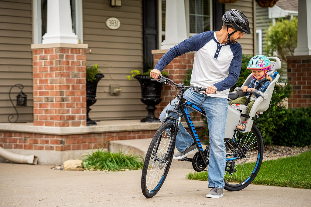Schwinn Deluxe Child Bike Carrier, Seats one Kid Ages 1+, Frame Mount, Adjustable Safety Harness, Quick Release Design, Comfortable Padding, Rear-Mounted Child Bike Seat for Toddler