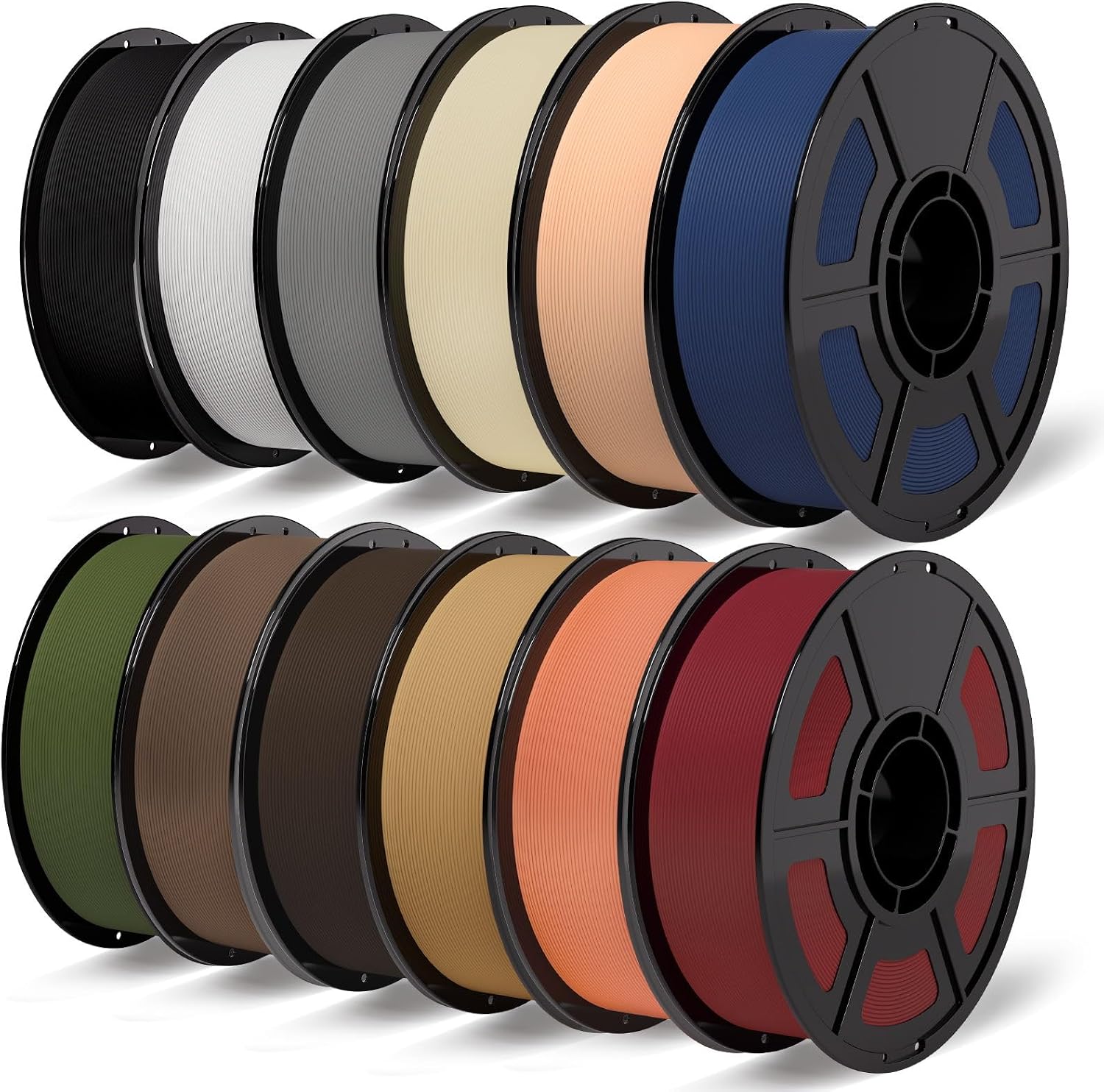 iSANMATE 12KG Matte PLA Filament Bundle 1.75MM,PLA Bundle,Multicolor Bulk for Most 3D Printer,Black White Grey Beige Skin Navy Blue Army Green Brown Chocolate Latte Brown Orange Red Burgundy Red