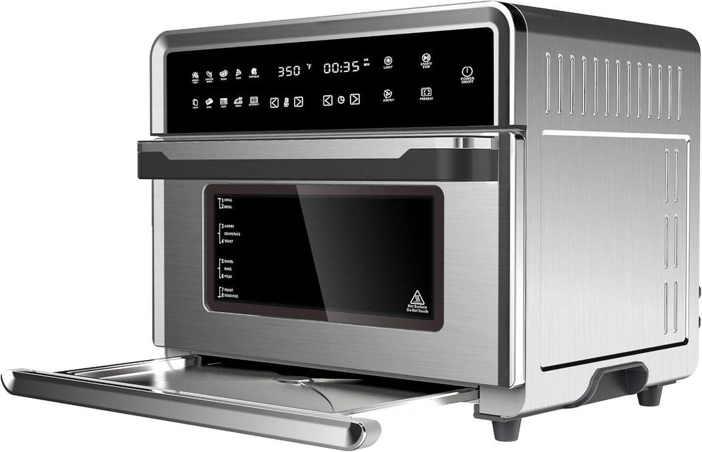 Megachef 10 in 1 Electronic Multifunction 360 Degree Hot Air Technology Countertop Oven, Silver Chrome, 25 Liter Capacity