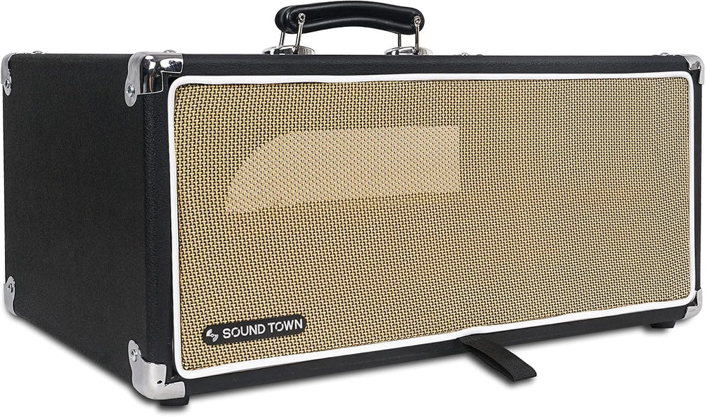 Sound Town Vintage 4U Amp Rack Case, 12.5' Depth with Rubber Feet, Dust Cover, Kickstand, Black (STVRC-4BK)