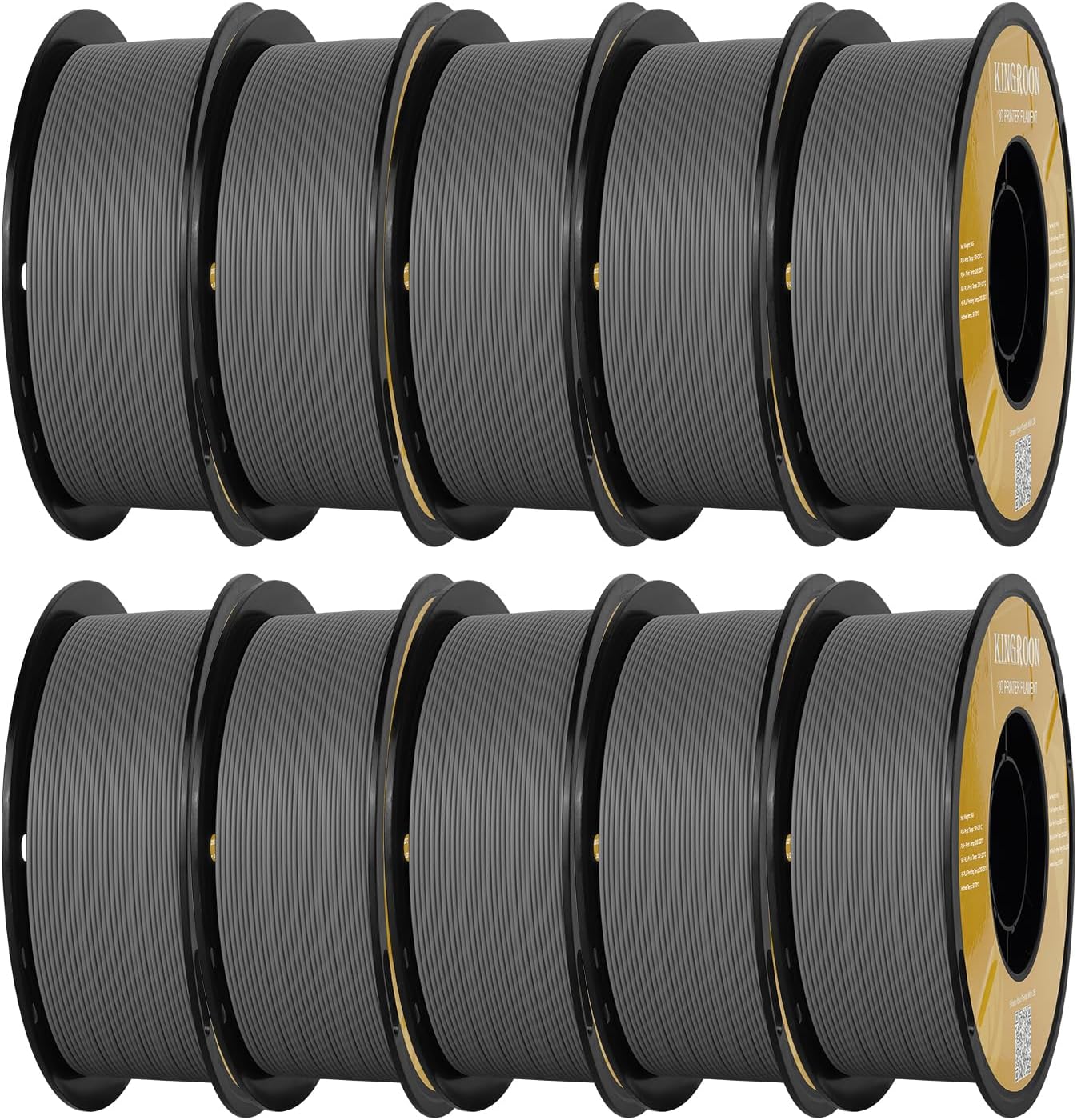 Kingroon Matte PLA Filament 1.75mm 3D Printer Filament Matte Filament 10kg Dimensional Accuracy +/- 0.02 mm (10 Rolls Grey)