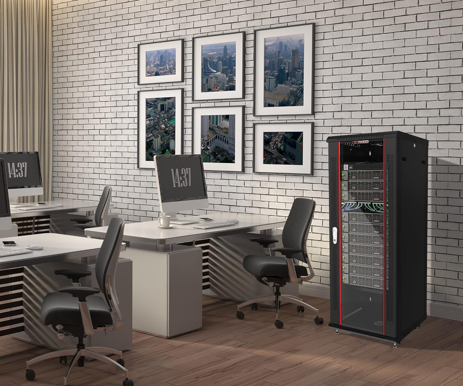 Sysracks 18U Wall Mount Av Server Network Rack 24 inch Deep Data Cabinet on Wheels - Cooling Fan - 2 Shelves - PDU - Casters - Dust Tight Cable Entries