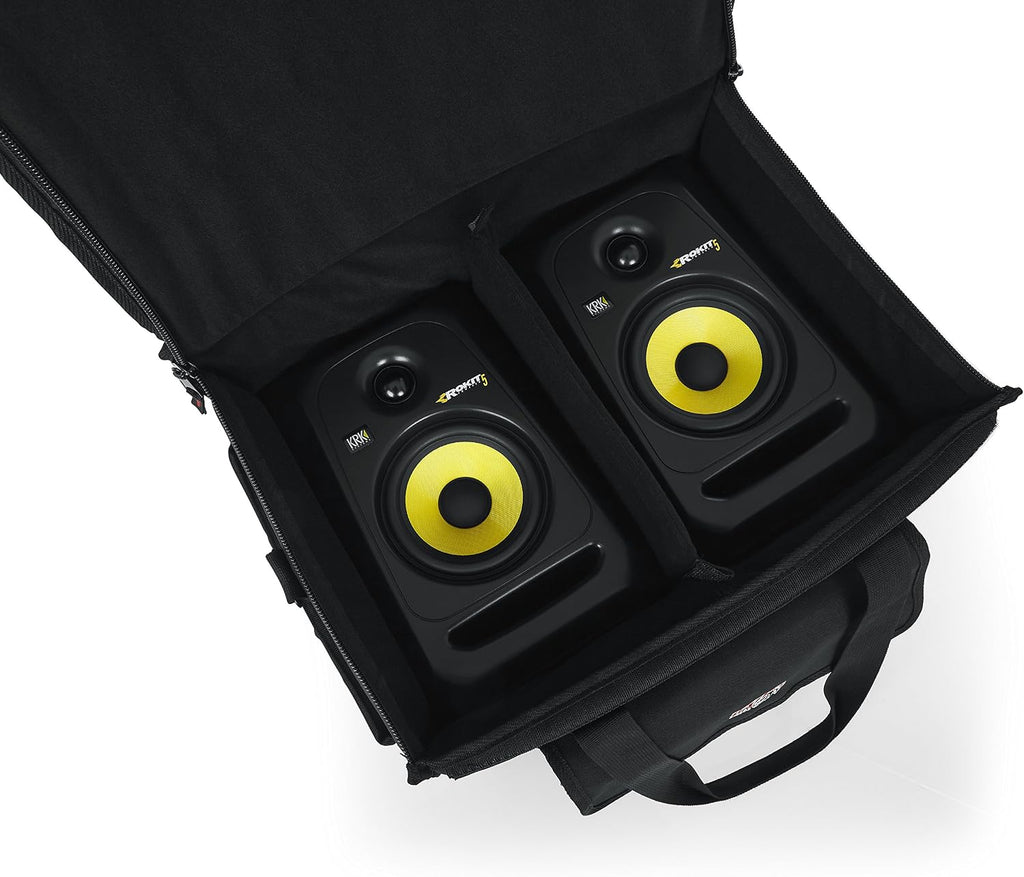 Gator Cases Studio Monitor Tote Bag Holds (2) Powered Monitors Up to 5' Driver Range, Fits JBL, Mackie, KRK, & More (G-STUDIOMON1)