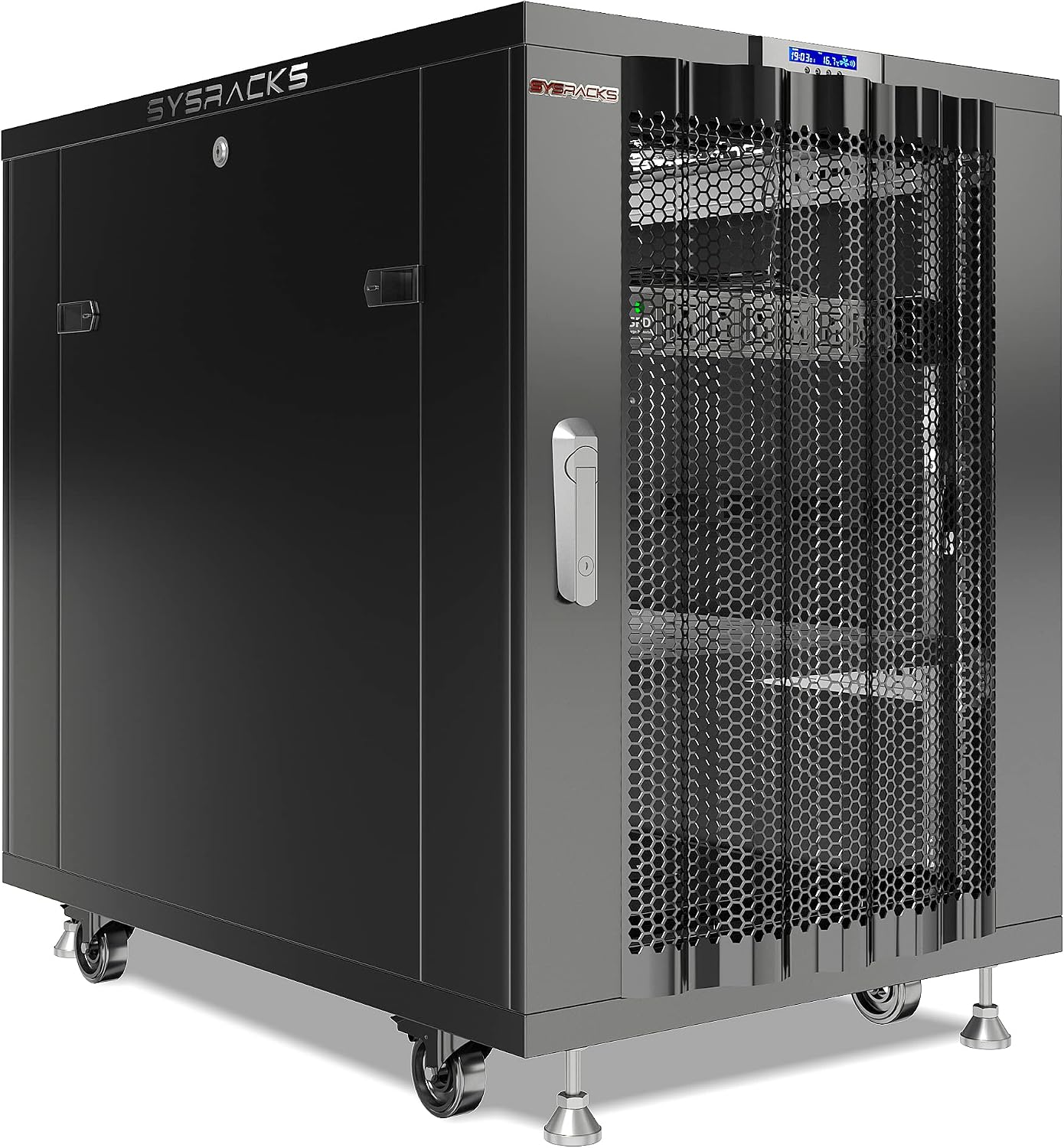Sysracks 18U Server Rack Cabinet, 39' Deep 19' Floor Standing Enclosed Network Rack for Home Lab, NAS, UPS & AV Gear, Vented Doors, 4 Fans, PDU, Shelf, 1600 lb Capacity