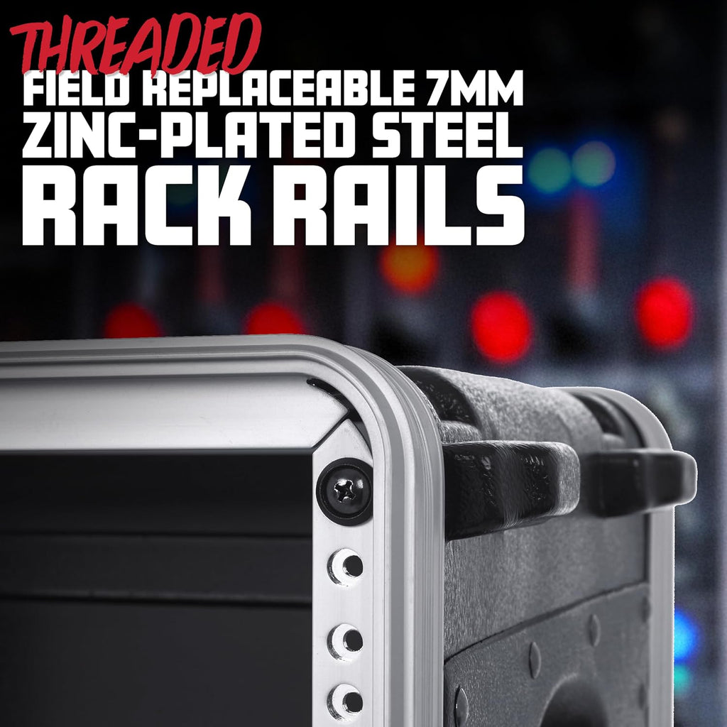 Gator Cases Lightweight Rolling 8U Rack Case with Heavy Duty Latches, Retractable Tow Handle, and Recessed Wheels, Standard 19.25' depth (GRR-8L)