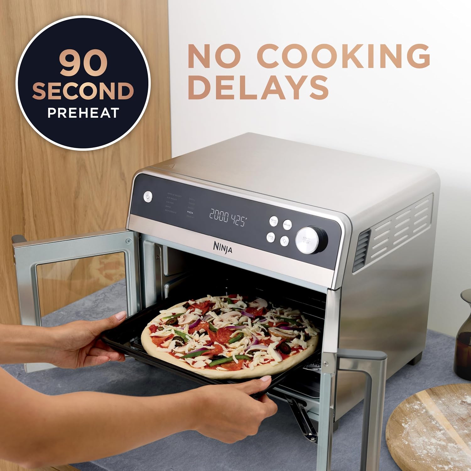 Ninja | French Door Premier Air fry Oven | 10-in-1 functions | 20.3-qt capacity | 5-qt Air Fry Basket, Sheet Pan, Wire Rack, Broil Rack | PFAS-free Cooking Surface, Dishwasher-Safe Accessories | FO101