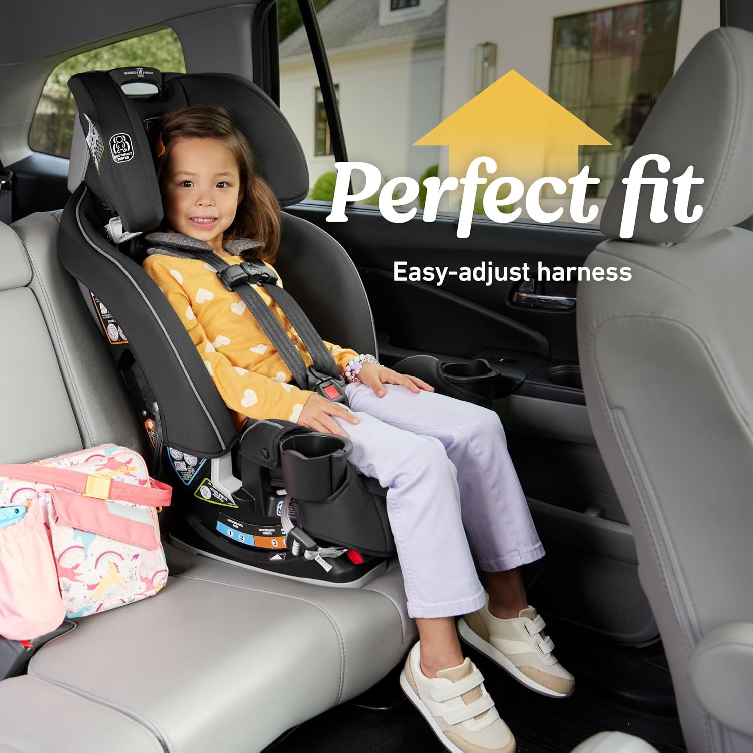 Graco Slimfit 3-in-1 Convertible Car Seat, Slim Car Seat with Space-Saving Design, Highback Booster Seat with 10-Position Headrest, Rear Facing and Forward Facing Carseat, Jarret
