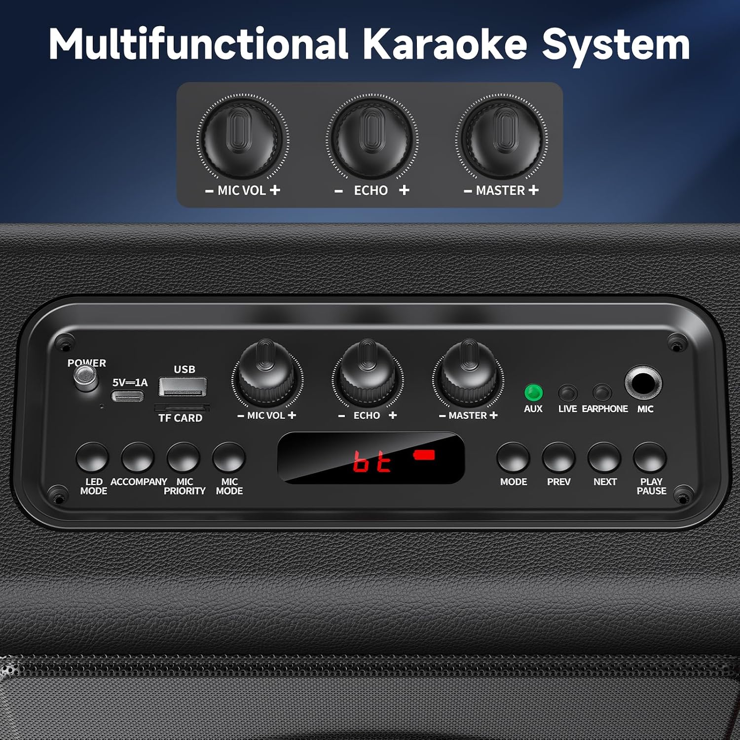 Karaoke Machine, Portable Bluetooth 5.3 Speaker with 3 Wireless Microphones for Adults, PA System with Pitch Correction & Echo Adjustment, Supports TWS/TF Card/USB/AUX/Live for Home Party (3MICS)