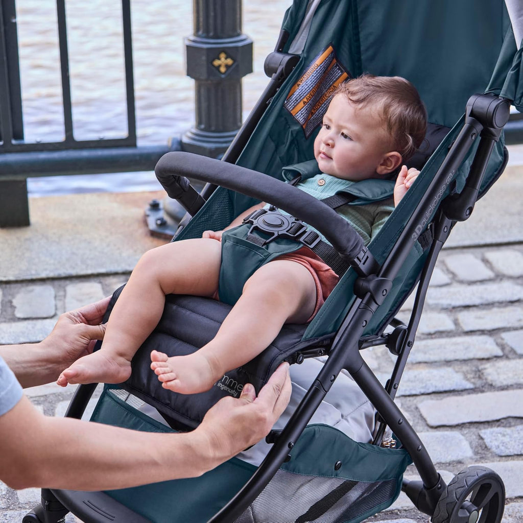 Ingenuity Ingenuity 3Dquickclose CS+ Compact Fold Stroller – Lightweight Stroller with Oversized Canopy, Extra-Large Storage and Compact Fold, Deep Ocean