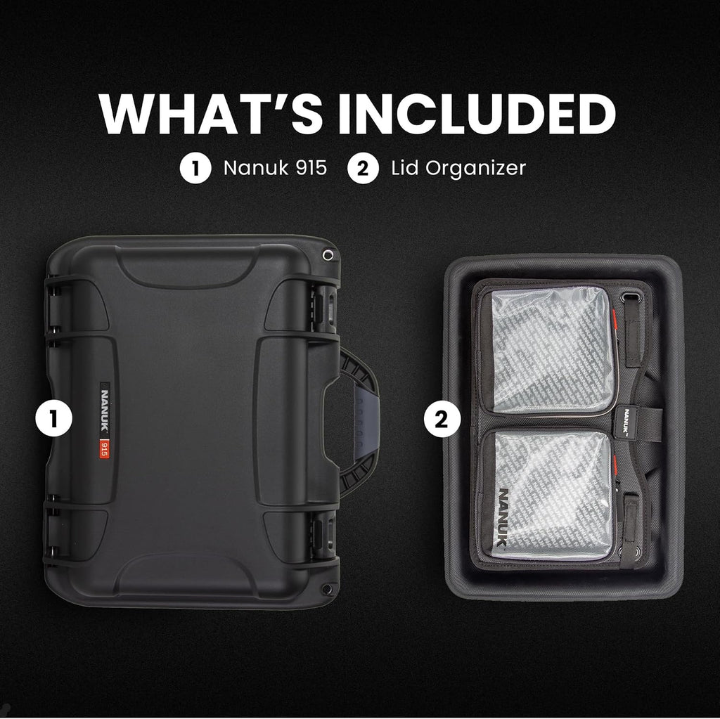 NANUK 915 Pro Photo Kit – Compact Waterproof Travel Camera Hard Case with Padded Dividers, 13.8' x 9.3' x 6.2' – Dustproof and Impact Resistant, Airline Carry-On Approved – Black