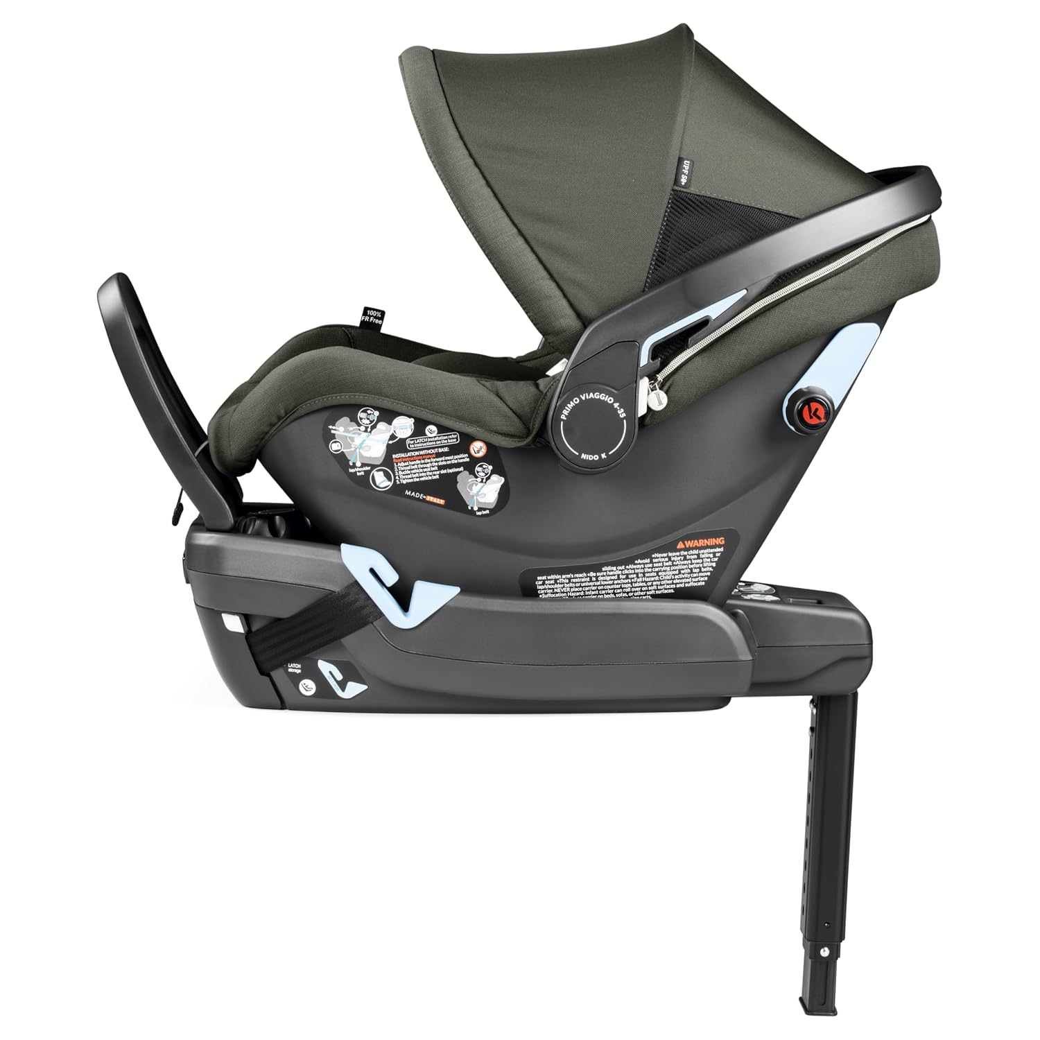 Peg Perego Primo Viaggio Nido - Rear Facing Infant Car Seat - Includes Base with Load Leg & Anti-Rebound Bar - for Babies 4 to 30 lbs - Made in Italy - Metal