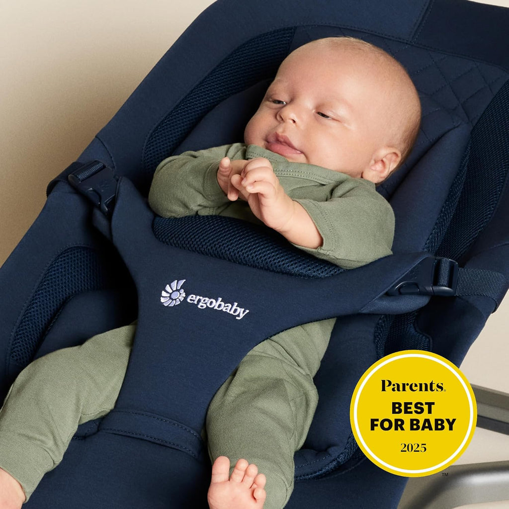 Ergobaby Evolve 3-in-1 Bouncer, Adjustable Multi Position Baby Bouncer Seat, Fits Newborn to Toddler, Midnight Blue