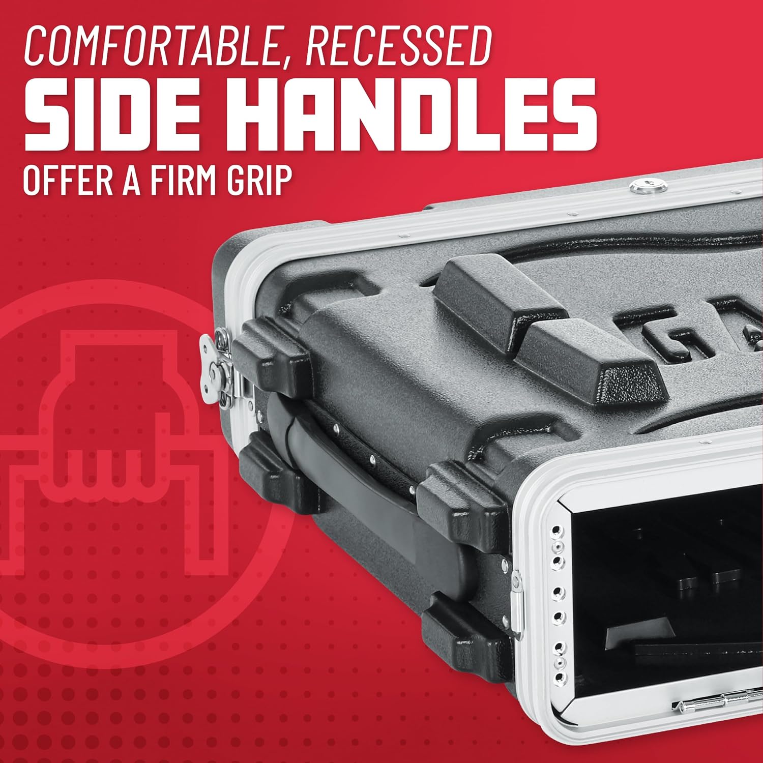 Gator Cases Soundcheck Series Lightweight Molded 2U Rack Case with Heavy Duty Latches, Standard 19.25' Depth (GR-2L)