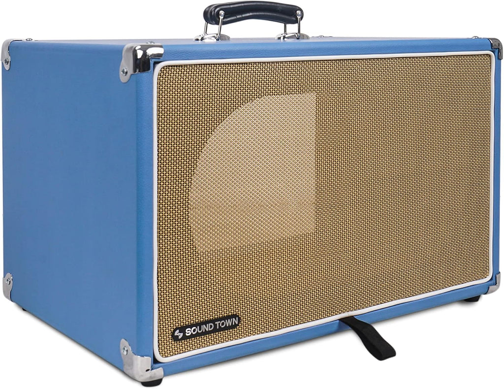 Sound Town Vintage 6U Amp Rack Case, 12.5' Depth with Rubber Feet, Dust Cover, Kickstand, Beau Blue (STVRC-6BL)