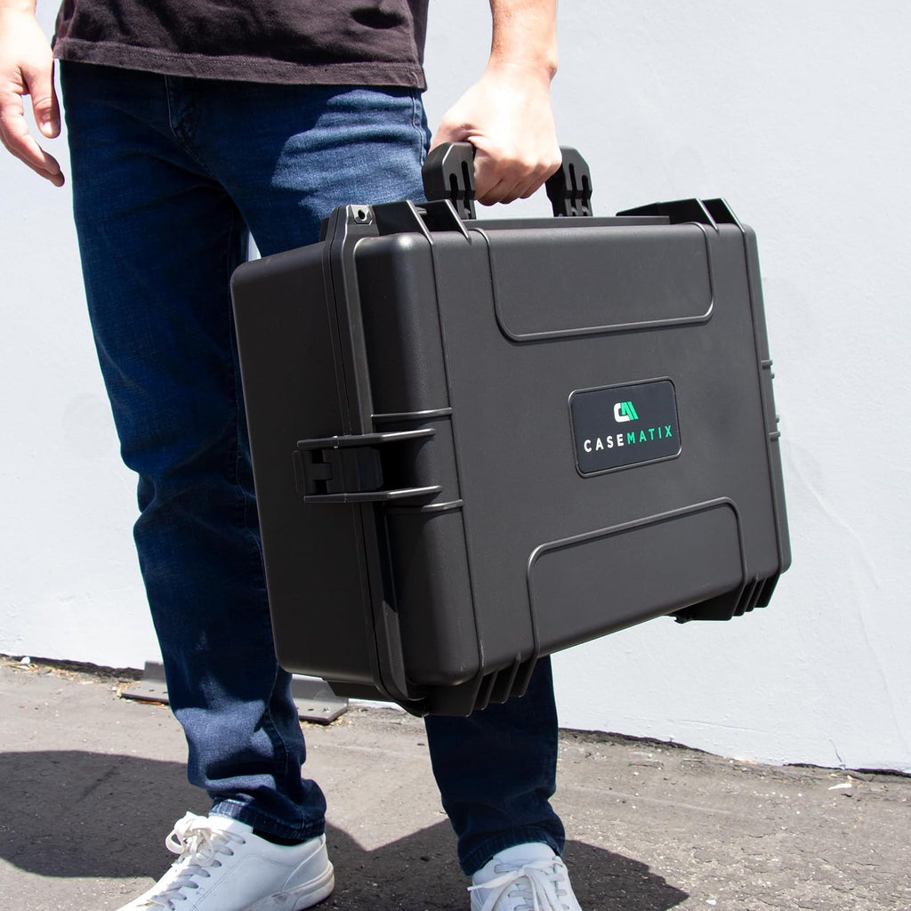 CASEMATIX Mixer Carry Case Compatible with Yamaha MG12XU 12 Channel Mixing Console and More - IPX7 Waterproof Hard Shell Sound Board Carrier with Foam Fits Mixers up to 17' x 12.1' x 5' and Cables